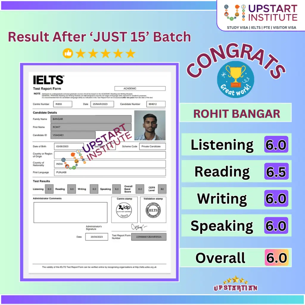 Upstart Institute 10 Cleared IELTS in First Attempt